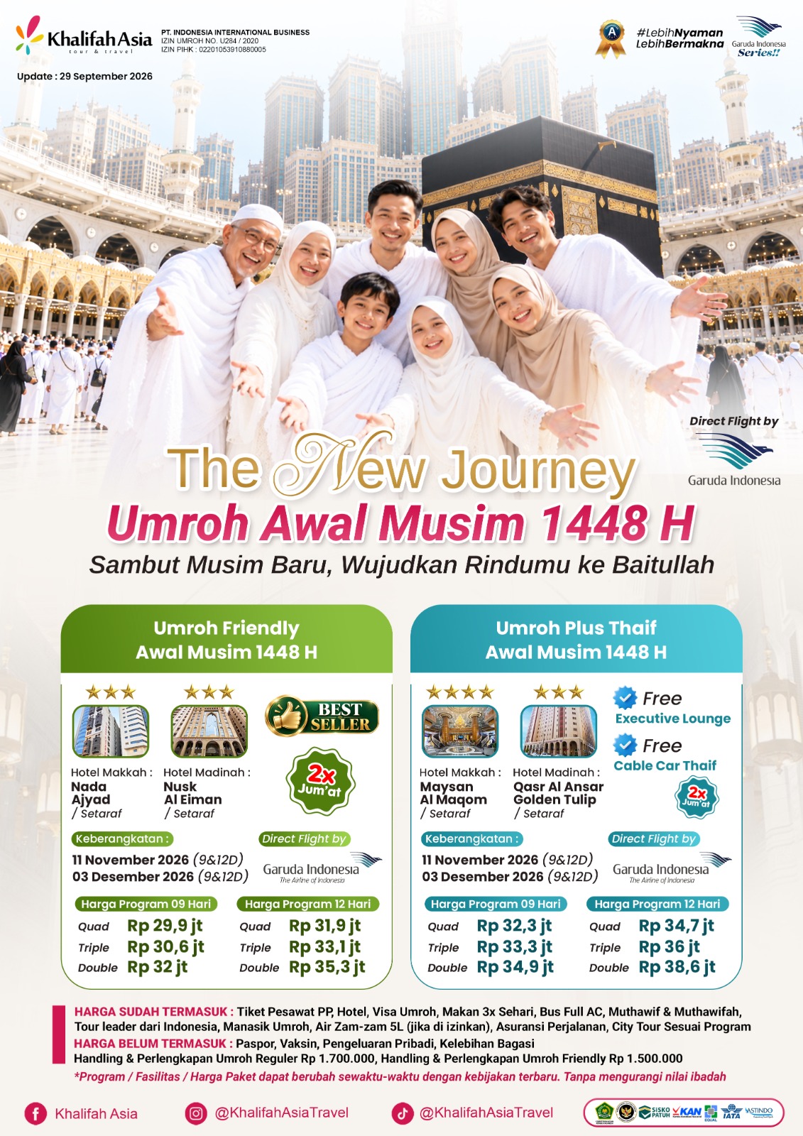 Umroh Reguler + Thaif, Cable Car 03 Des 9 Hari